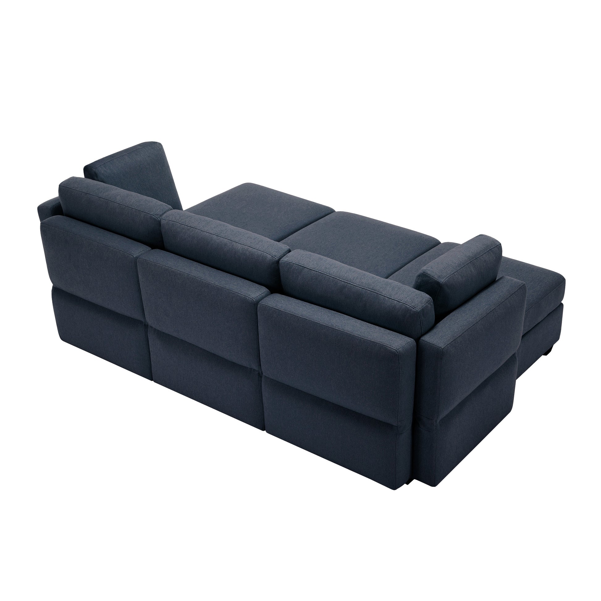 Modular Sectional Sofa Couch Bed With Storage 6 Seater, Sleeper Sofa Bed Couch With Reversible Chaise Ottomans, Adjustable Arms And Backs Blue Blue Polyester 3 Seat