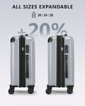 20 Inch Carry On Luggage With Tsa Lock& Double Spinner Wheels, Expandable For Large Storage Silver Abs