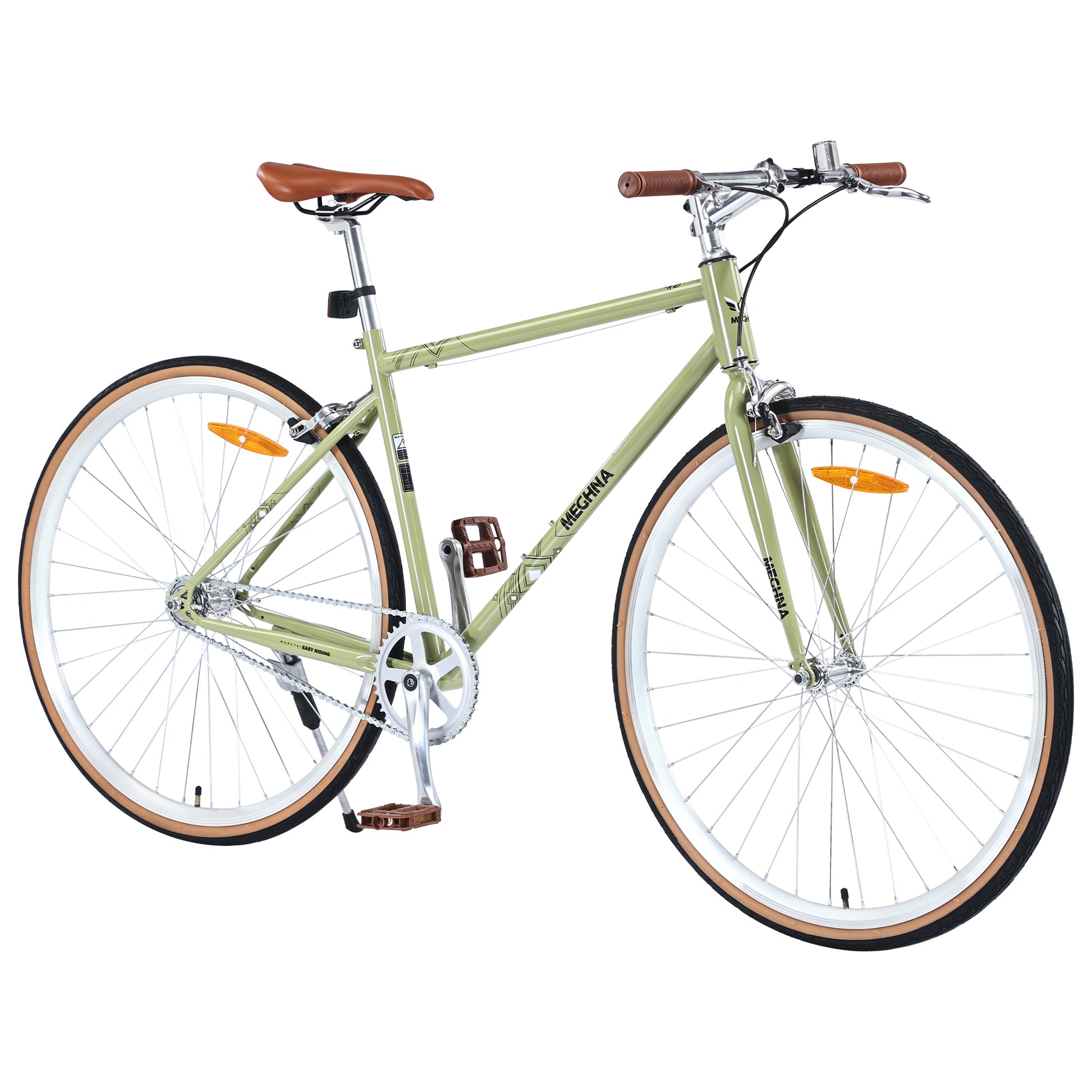 green fixed gear Single Speed Retro Style 700C Road Bike For Men Women'S City Bicycle,S