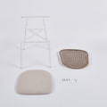 Beige Sennit Chair,Set Of 4,Dining Chair,Coffee Chair White Metal