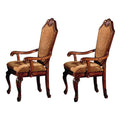 Beige And Cherry Arm Chairs With Arched Backrest Set Of 2 Solid Cherry Brown Dining Room Foam Traditional Arm Chair Rubberwood Solid Back Set Of 2 Foam Wood Fabric