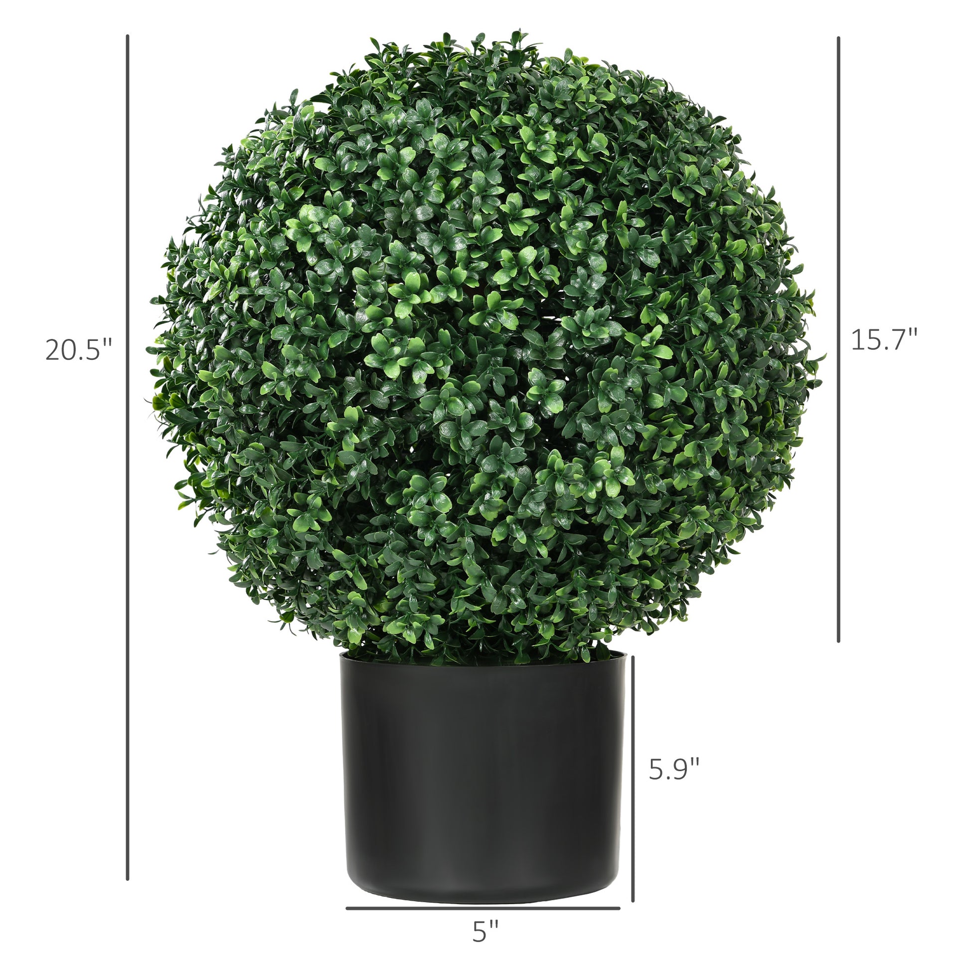 outdoor artificial plants in pots Homcom Set Of 2 20.5" Artificial Ball Boxwood Topiary Trees With Pot,