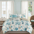 6 Piece Cotton Sateen Quilt Set With Throw Pillows Aqua Full Queen Full Aqua Cotton