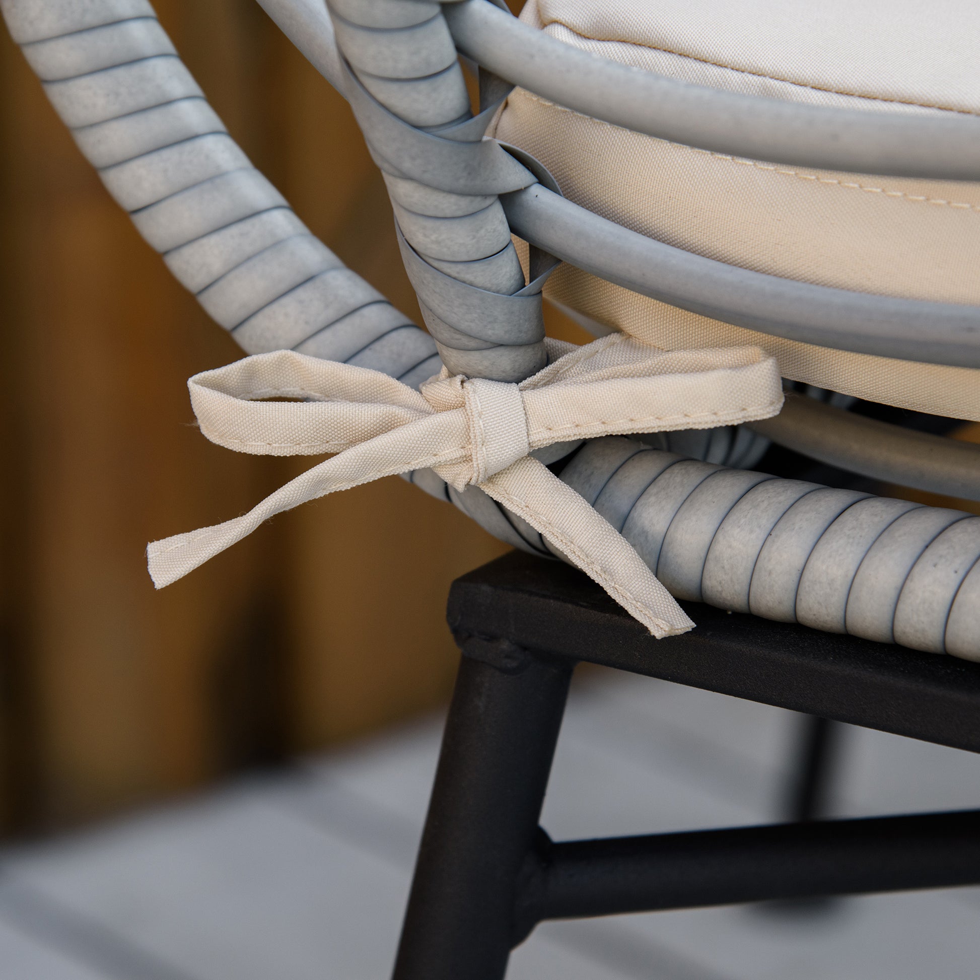 Outsunny 3 Piece Patio Set, Outdoor Bistro Furniture, Pe Rattan Wicker Table And Chairs, Cushioned, Hand Woven, Modern Look With Tempered Glass For Garden, Porch, Pool, Backyard, Cream White Gray White Matte Steel