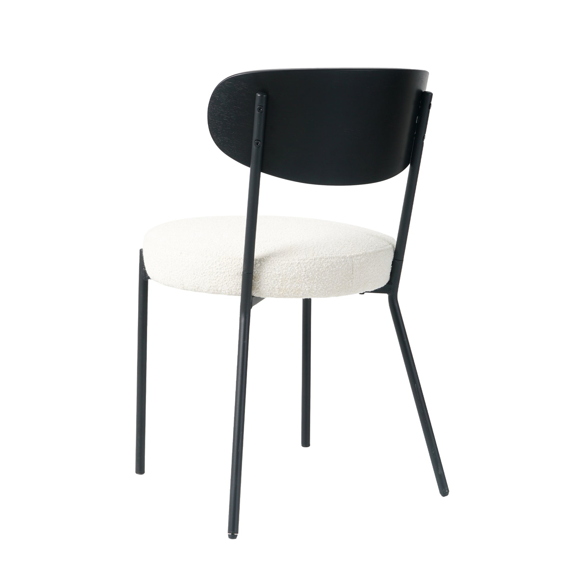 Modern Grey Simple Teddy Velvet Dining Chair Upholstered Chair Family Bedroom Stool Back Dressing, White Round Table Set,Bentwood Covered With Ash Veneer Chair Back,Chair Black Metal Legs Set Of 3 White Mdf