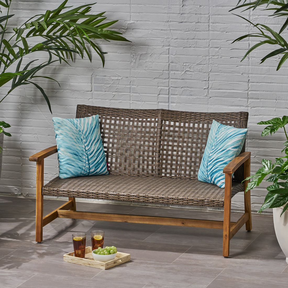 Hampton Wood Wicker Seat Natural Metal & Wood