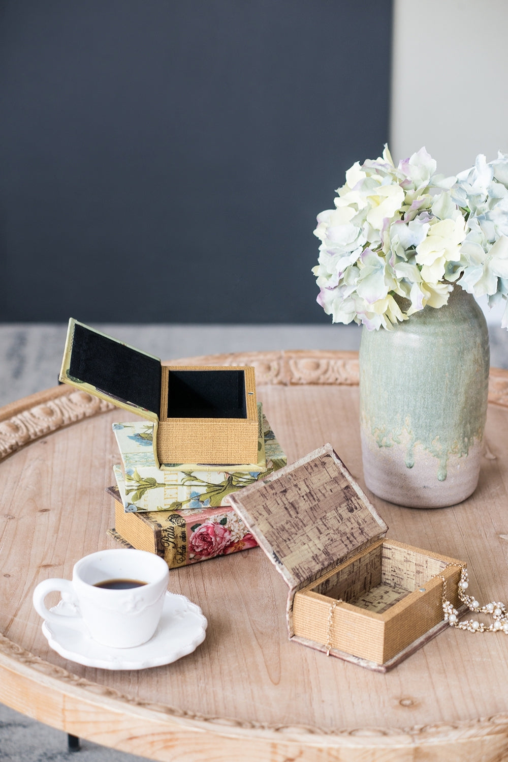 Set Of 4 Book Boxes With Birds, Flowers, And Handwriting Design, 5.5X4X2" Multi Mdf