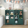 Wooden Floor Cabinet With 2 Glass Doors And 2 Storage Space,Blue Living Room Bathroom Entryway Green Green Mdf