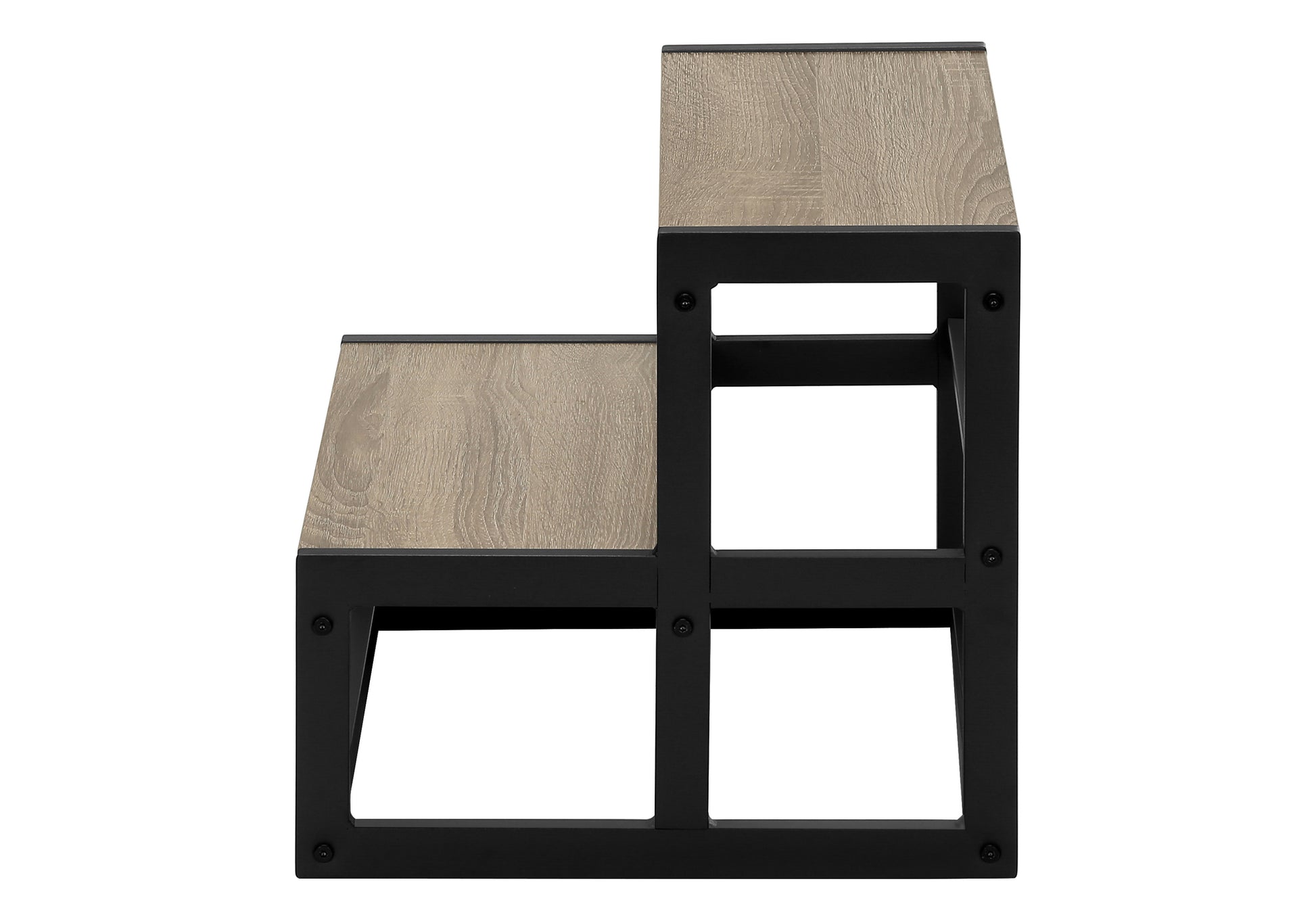 Ladder, Step Stool, Bedroom, Kitchen, Black Metal, Dark Taupe Laminate, Contemporary Taupe Mdf