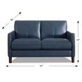 Yorkdale Leather Loveseat Navy Down Filling Genuine Leather
