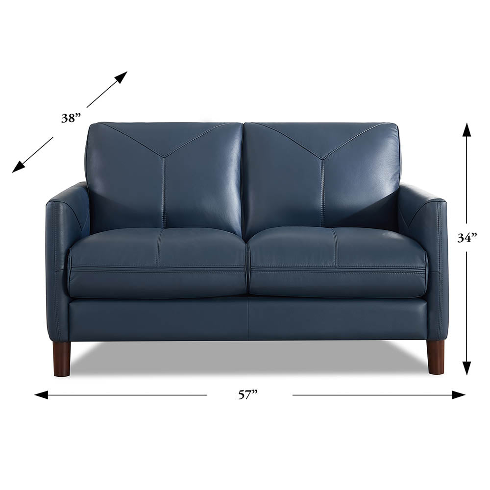 Yorkdale Leather Loveseat Navy Down Filling Genuine Leather