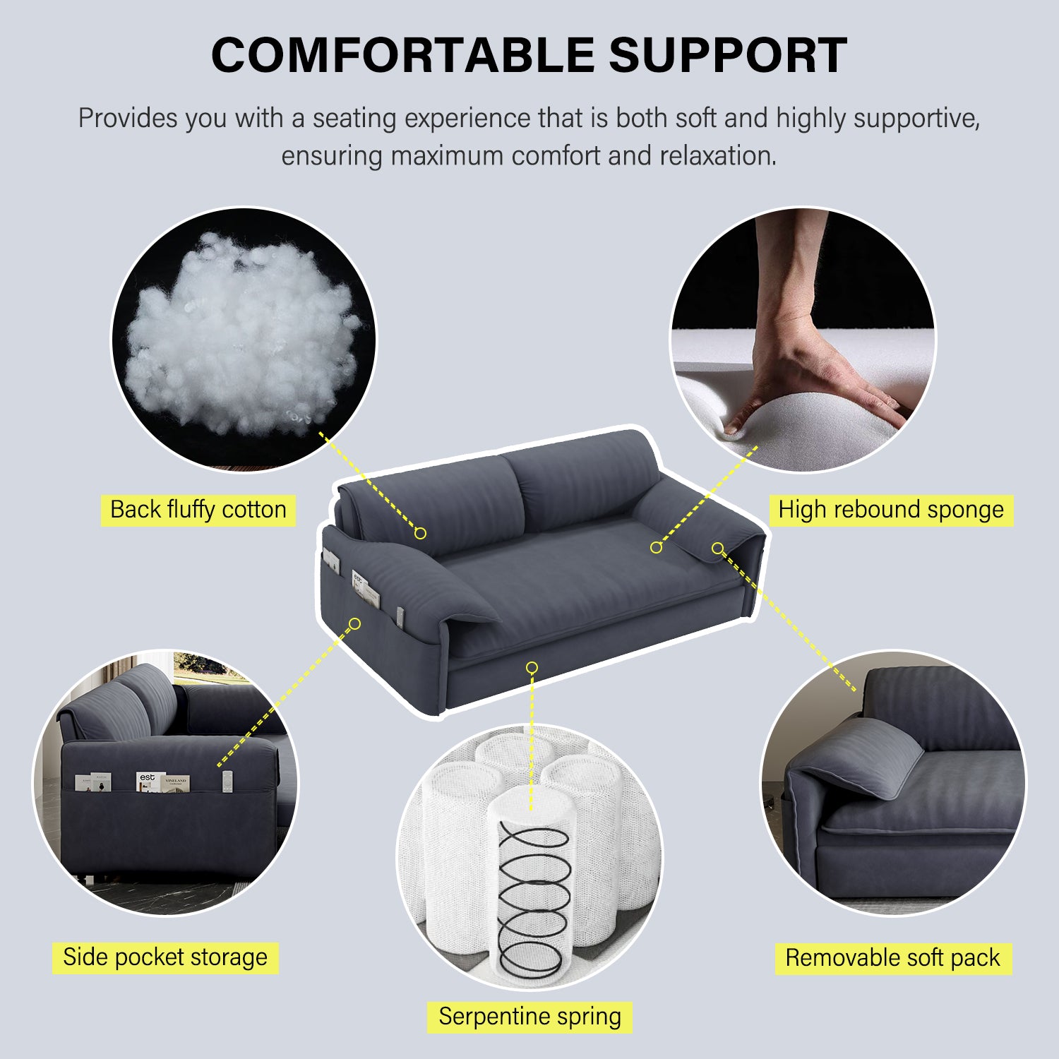 63.8" Queen Pull Out Sofa Bed, 3 In 1 Convertible Sleeper Sofa With Side Storage,Multi Functional Velvet Loveseat Bed For Living Room,Bedroom,Apartment,Office,Grey Old Sku:W1885122052 W1885P154639