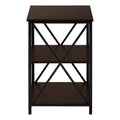 Accent Table, Side, End, Nightstand, Lamp, Living Room, Bedroom, Brown Laminate, Black Metal, Contemporary, Modern Espresso Metal