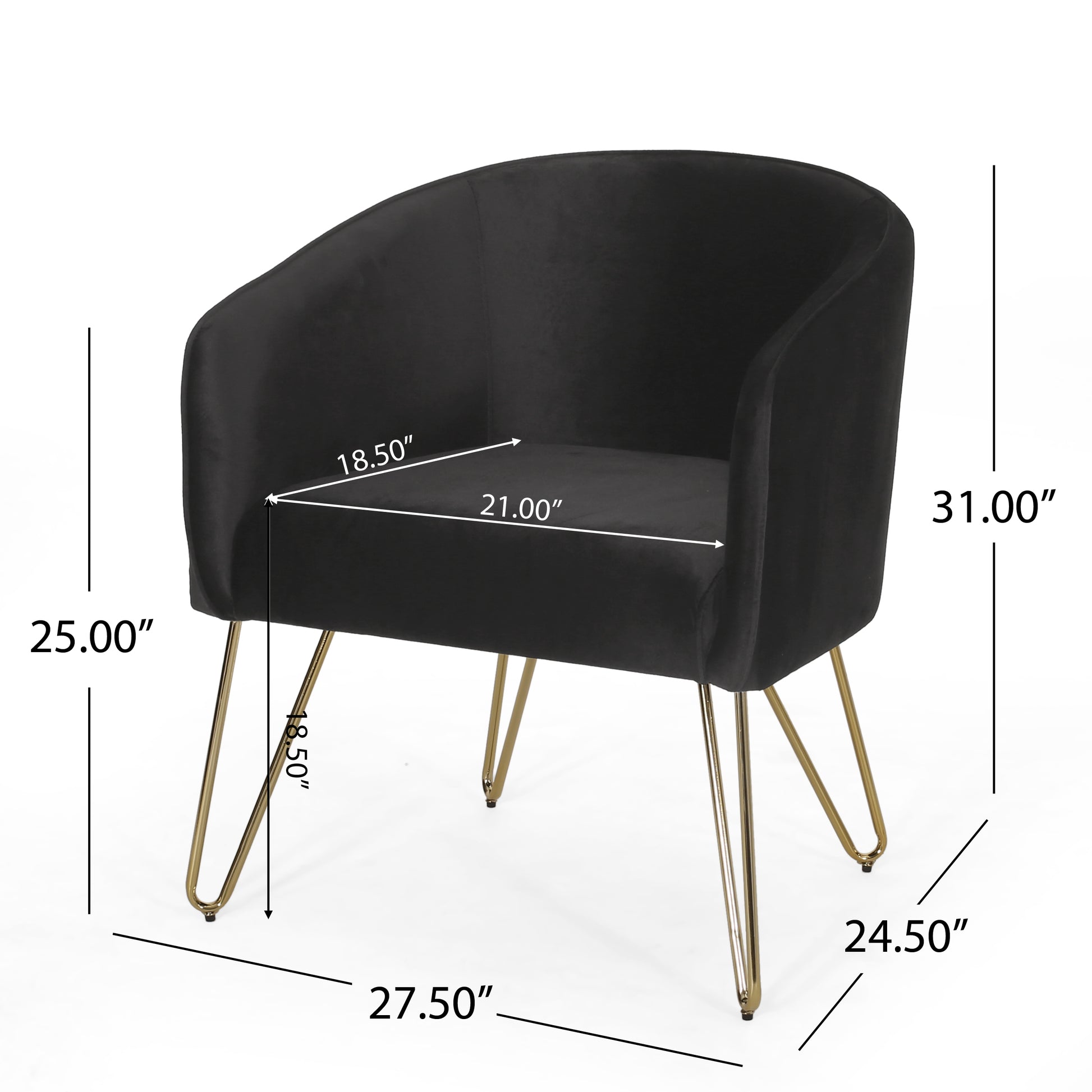 Lounge Arm Chair Black Velvet