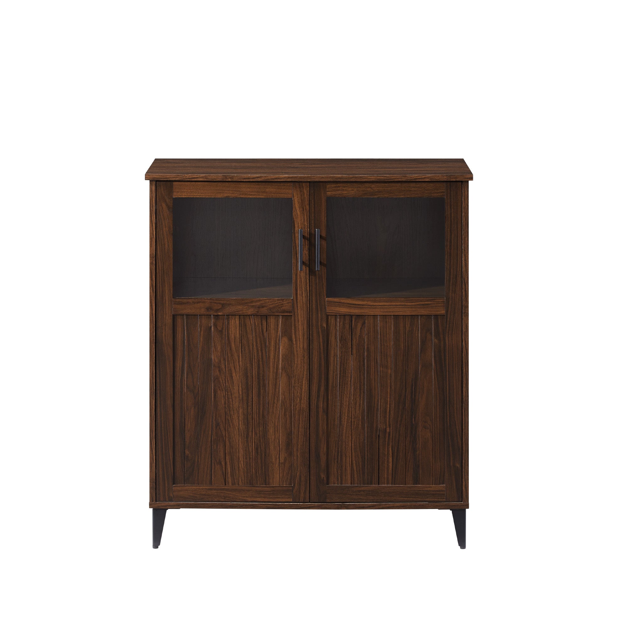 Modern Grooved Door Accent Cabinet Dark Walnut Dark Brown Mdf Mdf