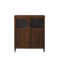 Modern Grooved Door Accent Cabinet Dark Walnut Dark Brown Mdf Mdf