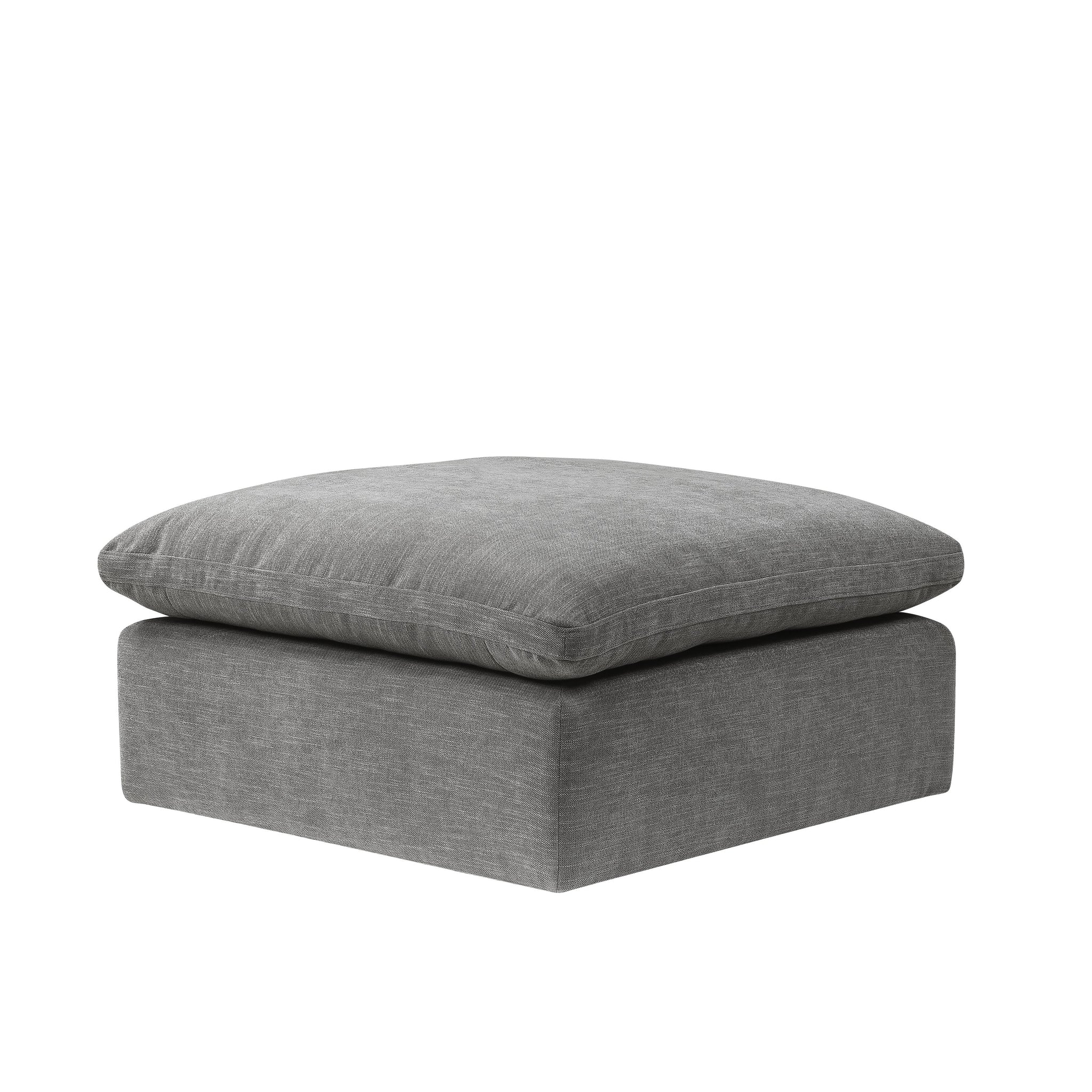 Naveen Modular Ottoman, Gray Linen Lv55142 Gray Upholstered