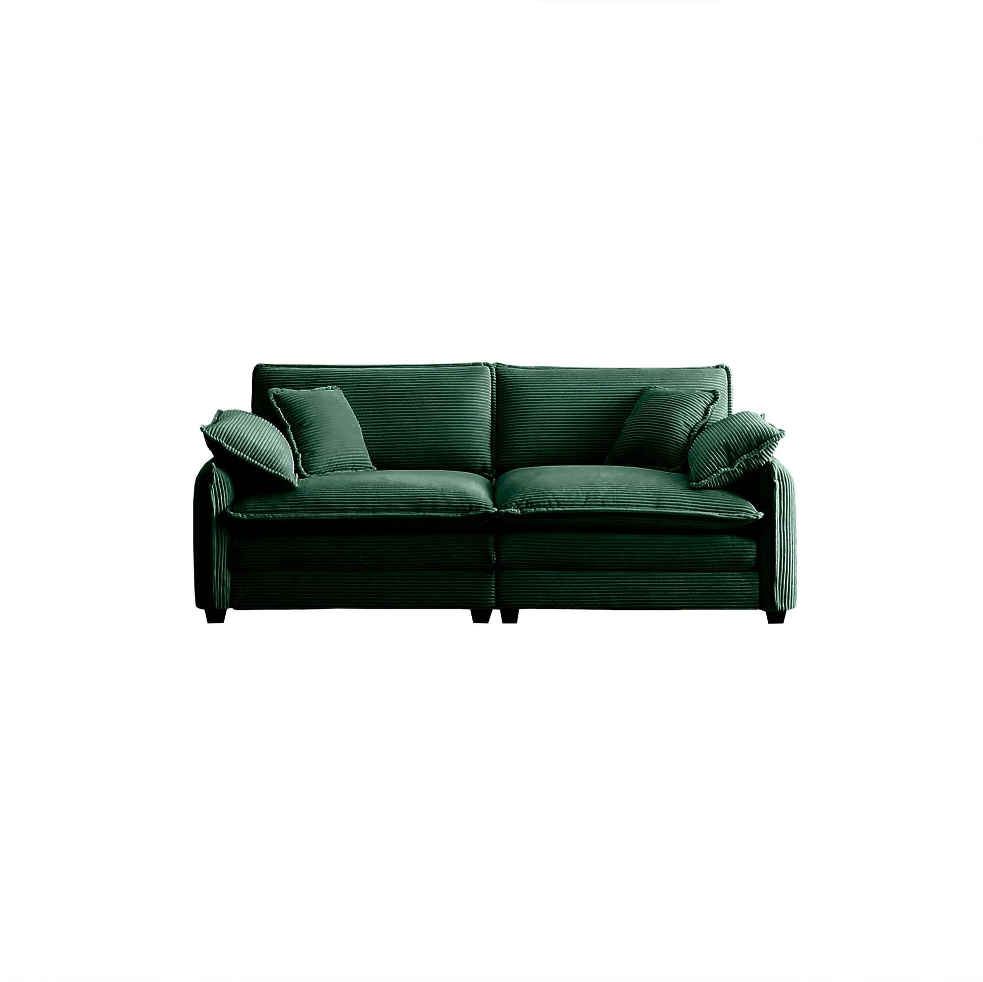 Warm And Cozy Living Room Sofa With 4 Pillows Upholstered Large Deep Seat 2 Seater Sofa For Living Room,Green Corduroy Green Corduroy 2 Seat