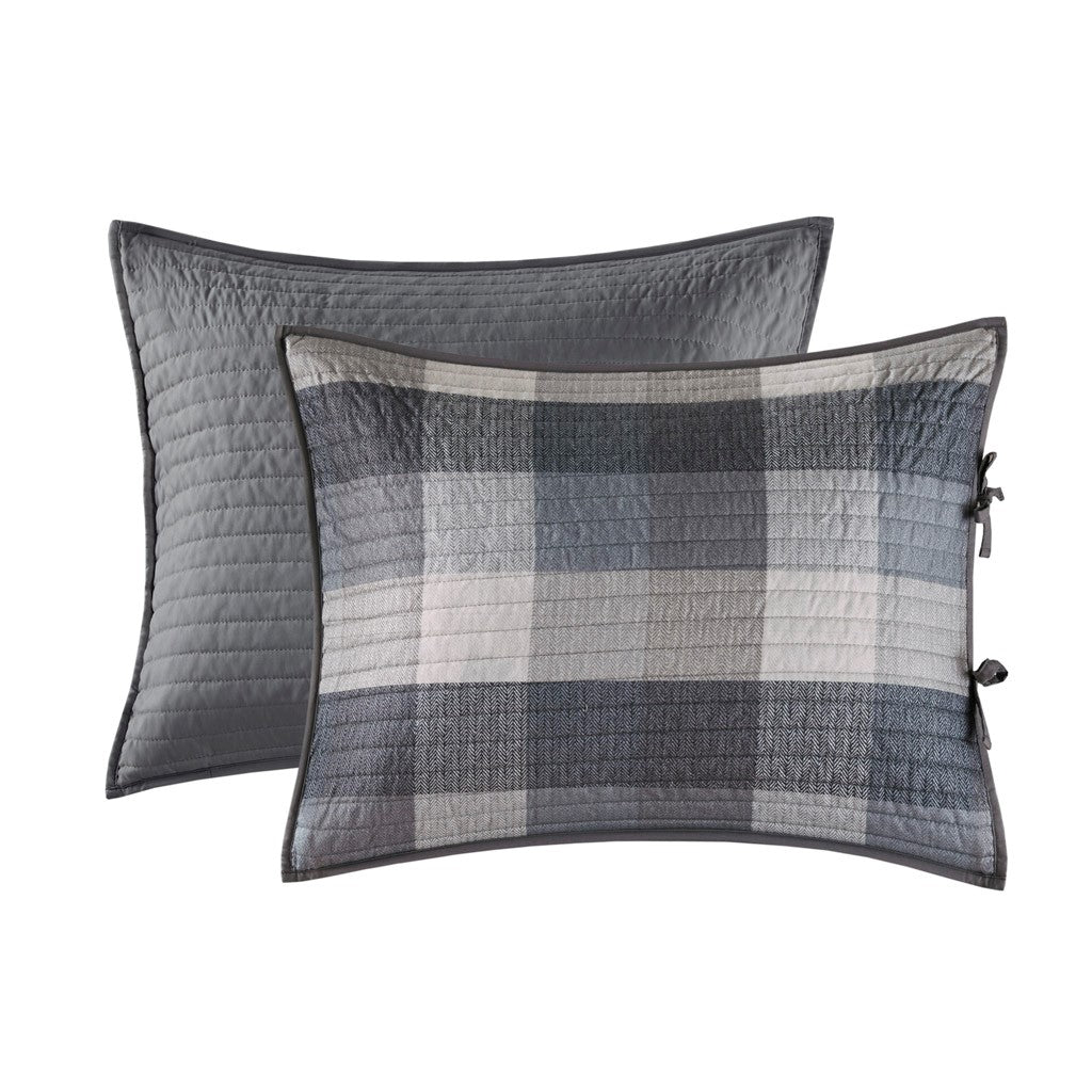 6 Piece Reversible Plaid Daybed Cover Set Grey Daybed Grey Polyester