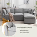 Down Filled Upholstery Convertible Sectional Sofa, L Shaped Couch With Reversible Chaise Light Gray Polyester 4 Seat