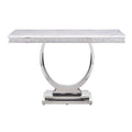 White And Silver Sofa Table - White Silver