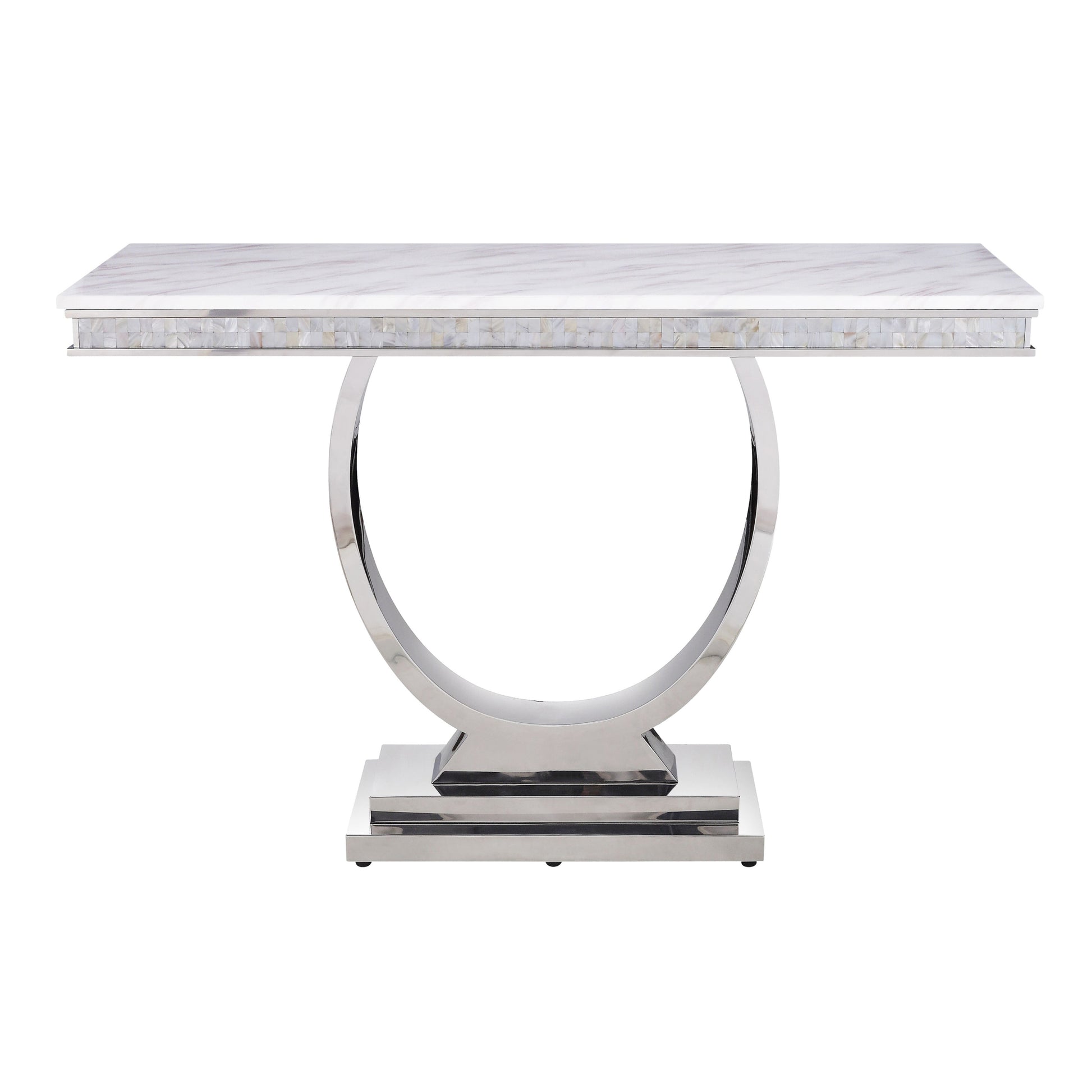 White And Silver Sofa Table - White Silver