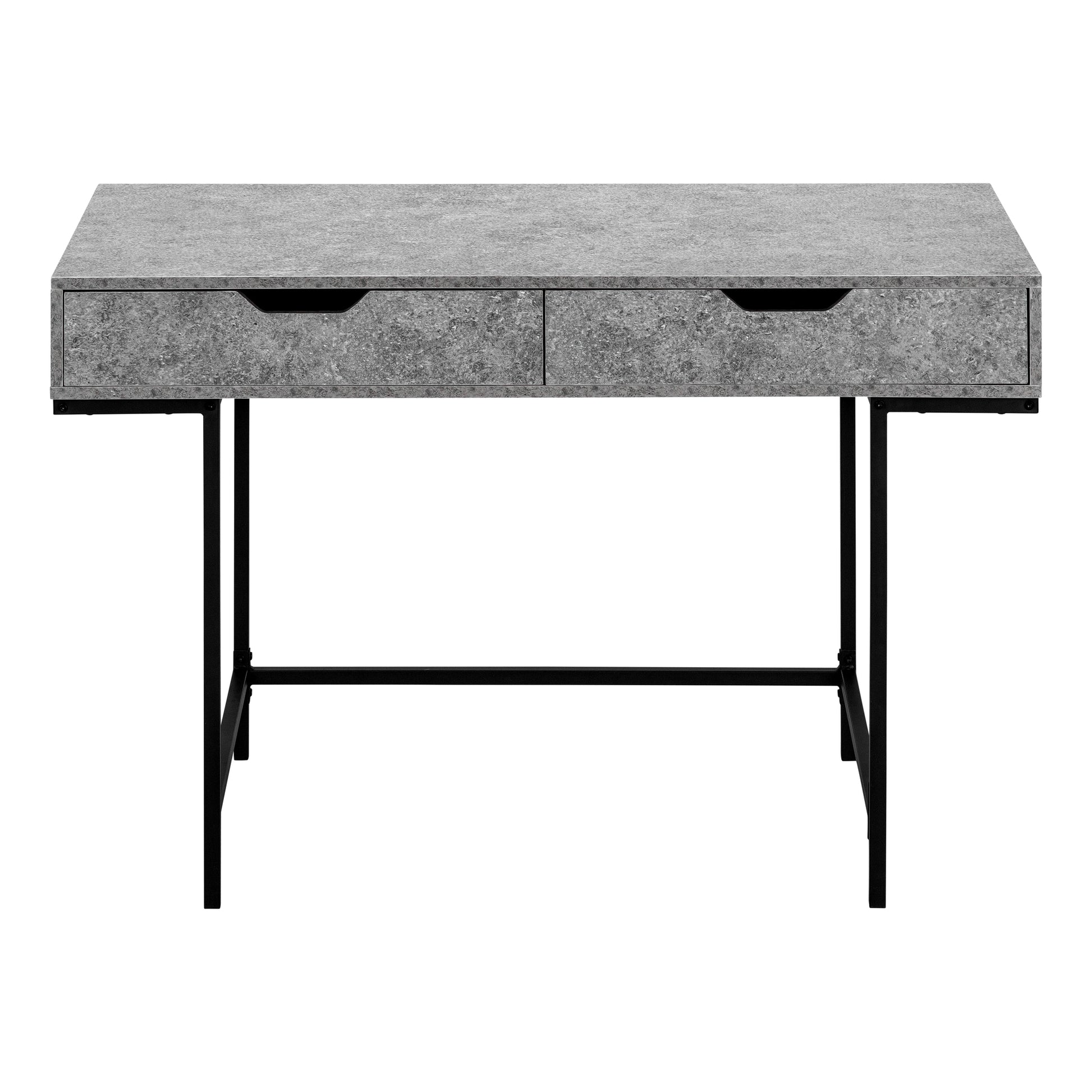 Computer Desk, Home Office, Laptop, Storage Drawers, 48"L, Work, Grey Laminate, Black Metal, Contemporary, Modern Grey Particle Board