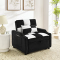 Modern Velvet Armchair Sofa Couch Pull Out Bed,3 In One Convertible For Living Room Sofa Bed,Black White Black White Velvet Primary Living Space Cushion Back Medium Soft Medium Duty American Design Pillow Top Arms Foam Velvet 1 Seat