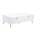 White High Gloss 2 Drawer Coffee Table With Support Leg White Primary Living Space Contemporary Drawers Rectangular Wood Metal