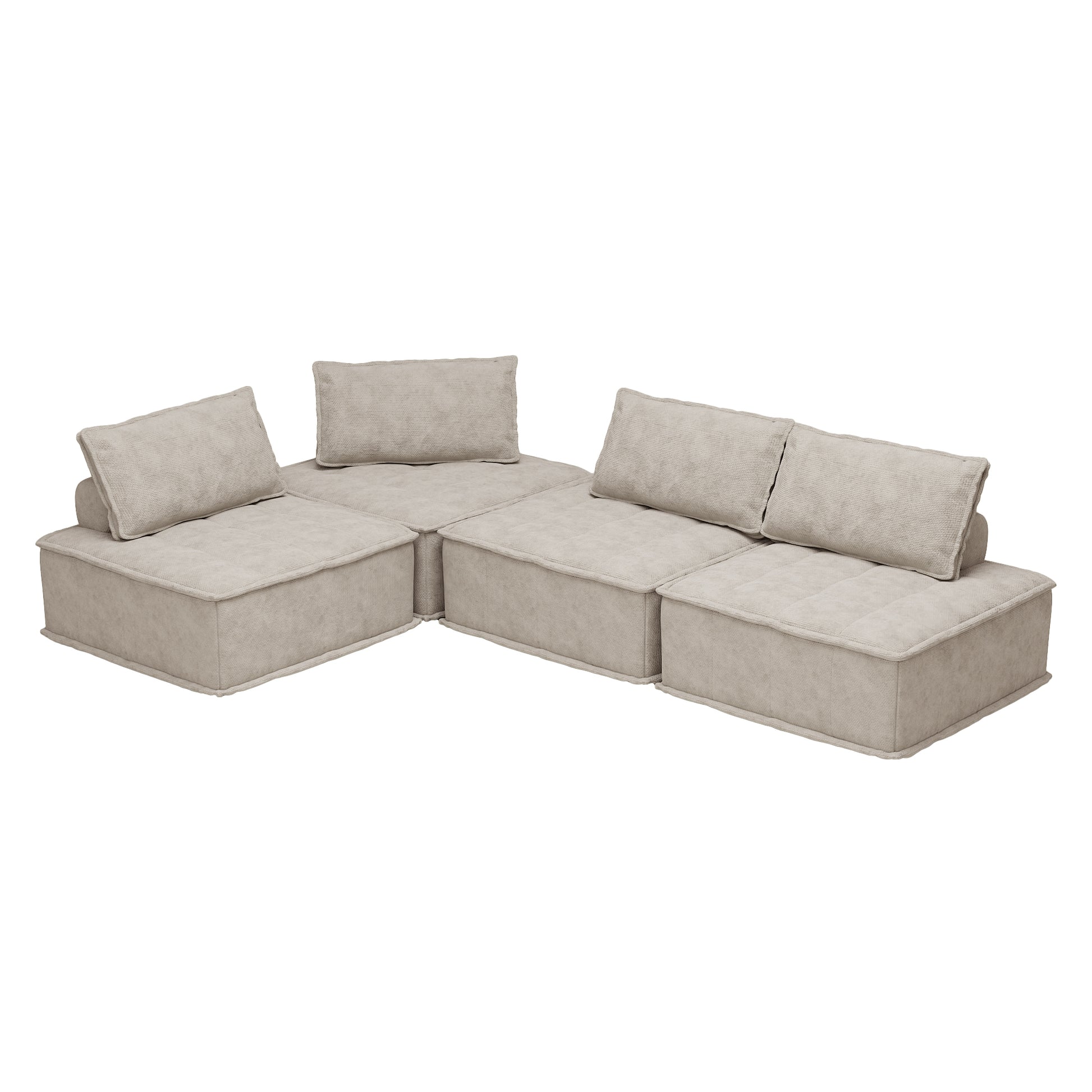 Oversized 4 Module Square Sofa Comfortable And Movable Modular Design For Ultimate Flexibility Beige Color Chenille Sofa 4Pieces Beige Chenille 4 Seat