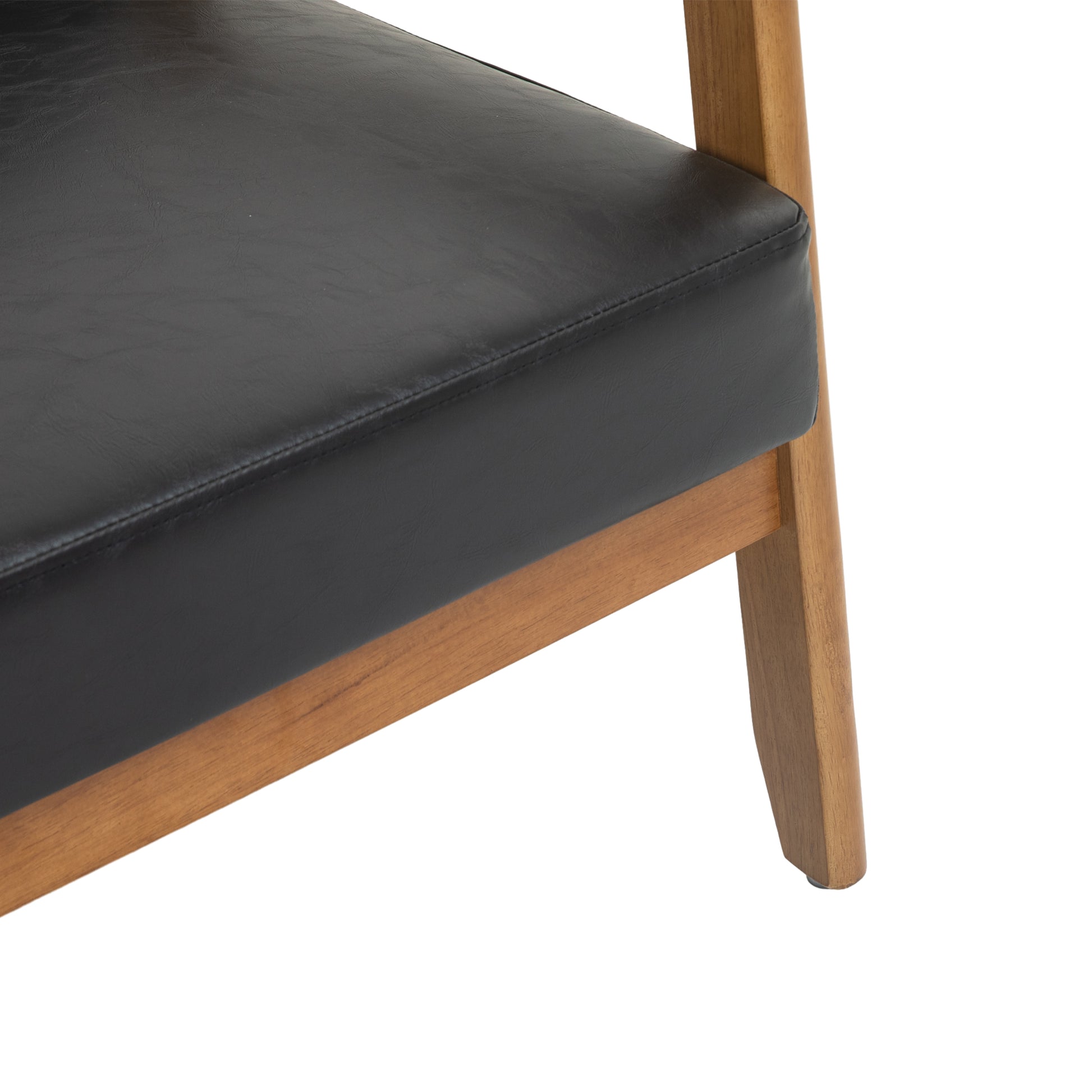 Coolmore Mid Century Modern Solid Loveseat Sofa Upholstered Pu Leather Loveseat, 2 Seat Upholstered Loveseat Sofa Modern Couch Black Pu Pu Leather 2 Seat