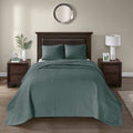 3 Piece Reversible Bedspread Set Balsam Green Queen Green Polyester