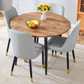 Table And Chair Set.Modern Extendable Wood Mdf Dining Table.The Table Has A Telescopic Design, Suitable For Gatherings Of Different Size.Paired With 4 Chairs With Pu Cushions And Black Metal Legs. Light Gray,Wood Seats 4 Mdf Metal