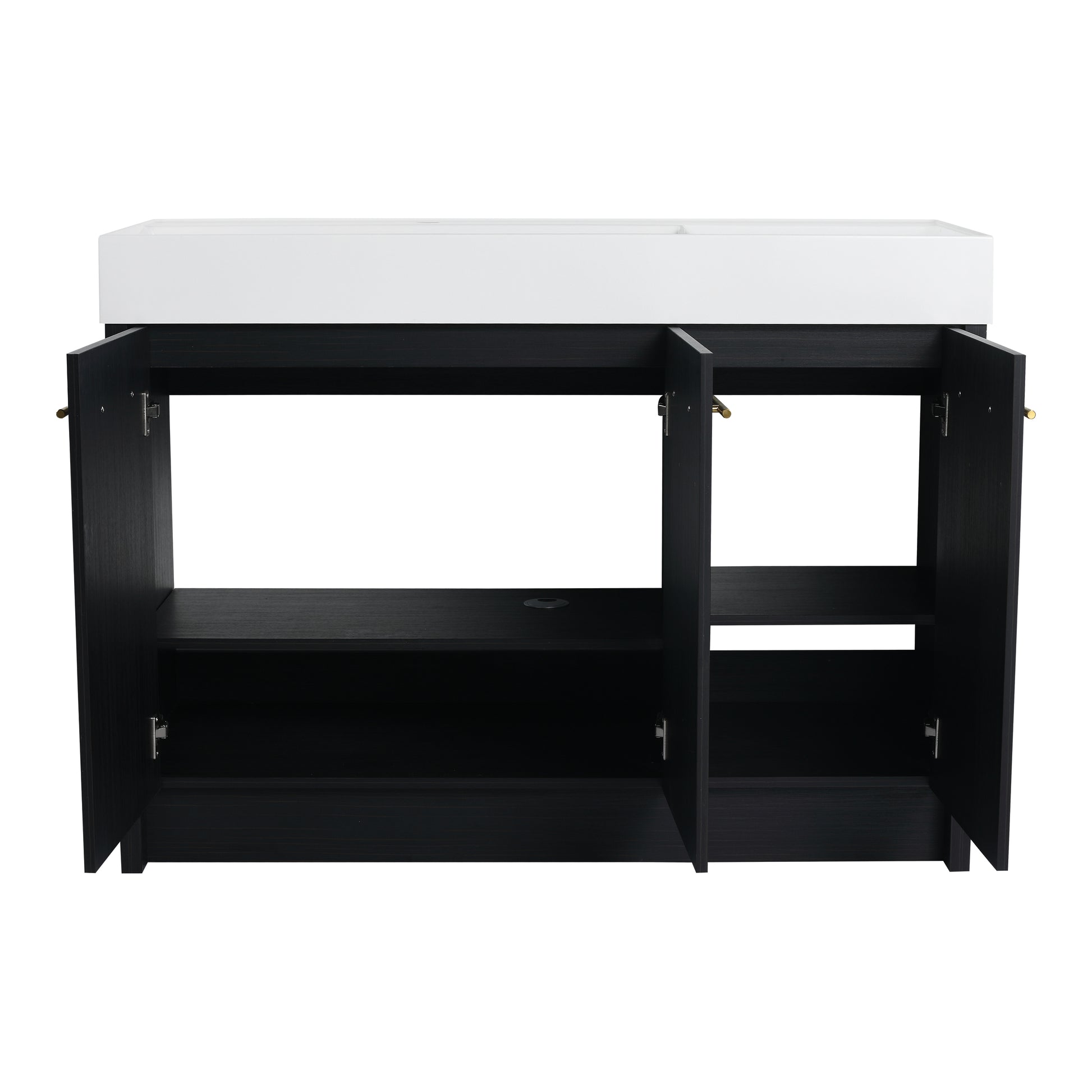 48 Inch Freestanding Bathroom Vanity With Resin Sink, With Soft Closing Door, Kd Package Black Chestnut Bathroom Modern Plywood