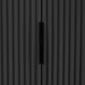 Vertical Striped Door Storage Cabinet With Metal Handles, Adjustable, Suitable For Study, Entryway And Living Room Black Mdf