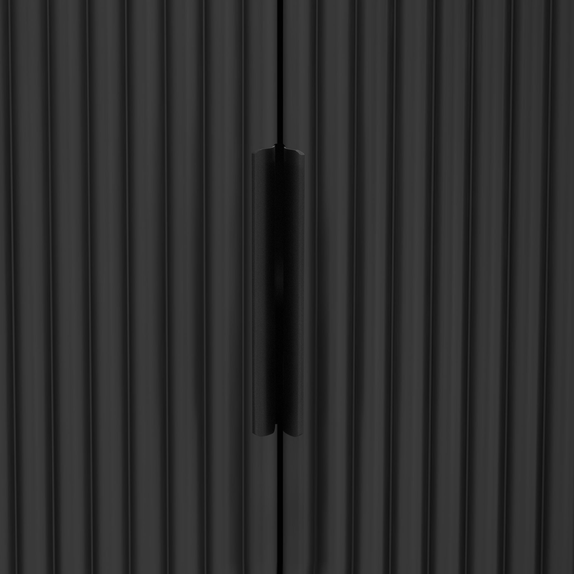 Vertical Striped Door Storage Cabinet With Metal Handles, Adjustable, Suitable For Study, Entryway And Living Room Black Mdf