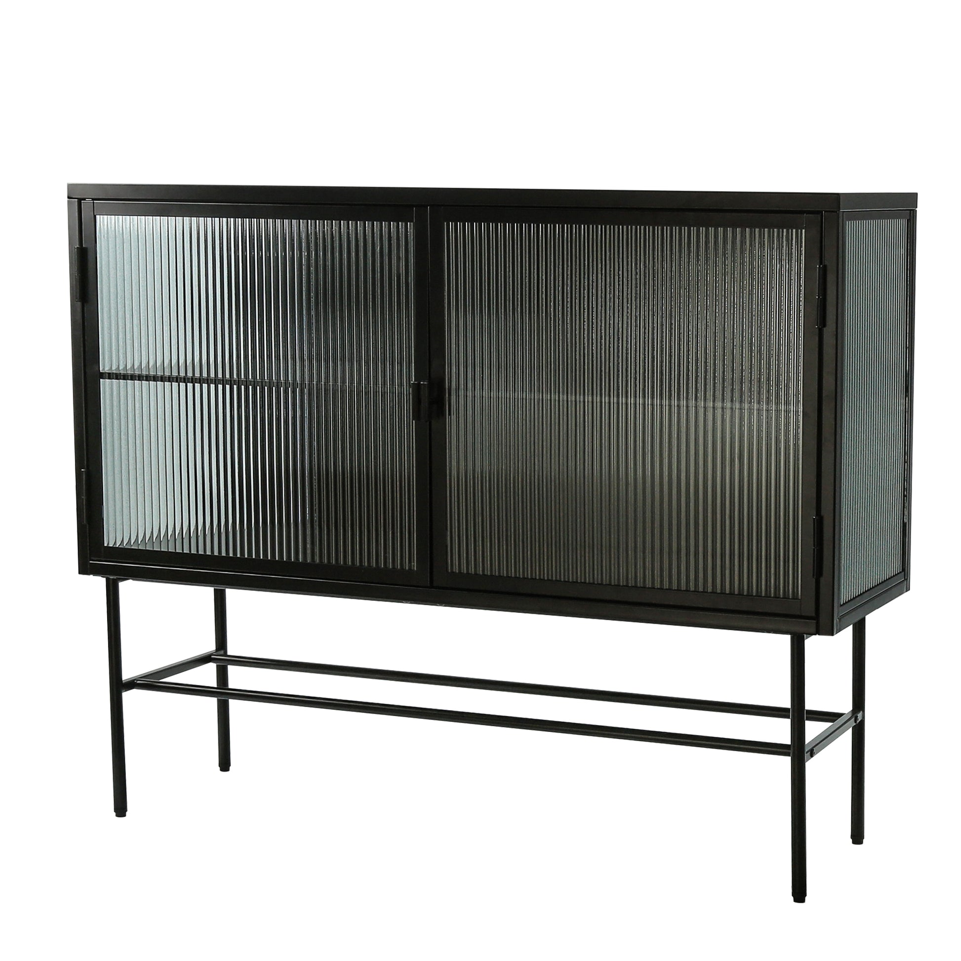 Retro Style Console Table Simple Modern Sideboard Storage Cabinet With Detachable Wide Shelves For Entryway Living Room Bathroom Dining Room Black Black Steel