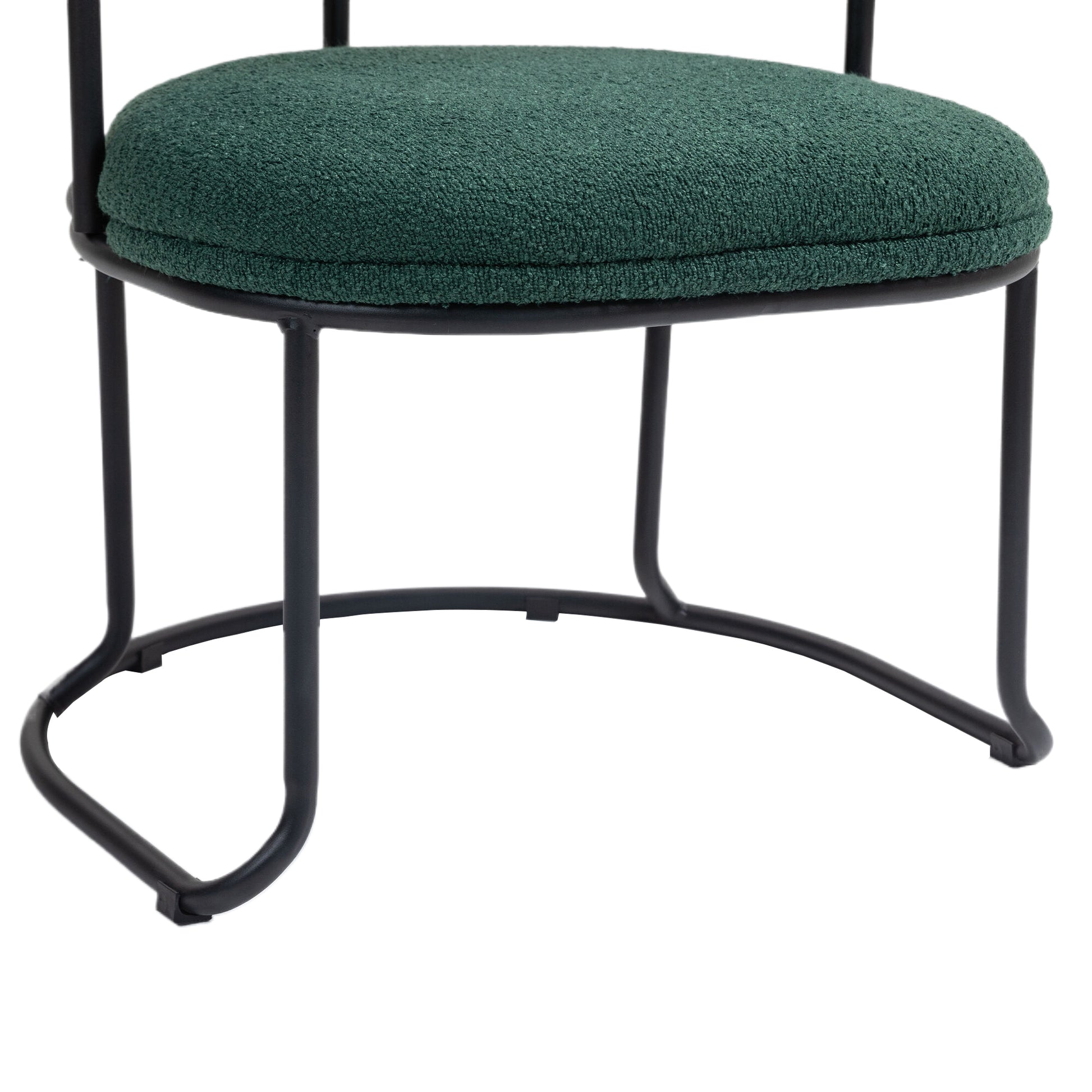 Coolmore Boucle Dining Chairs Set Of 2, Mid Century Modern Curved Backrest Chair, Round Upholstered Kitchen Chairs Emerald Boucle Emerald Foam Mdf Metal