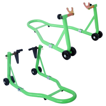 Motorcycle Stand 1000Lb Sport Bike Front And Rear Wheel Lift Swingarm Paddock Stands Black U Green Green Steel