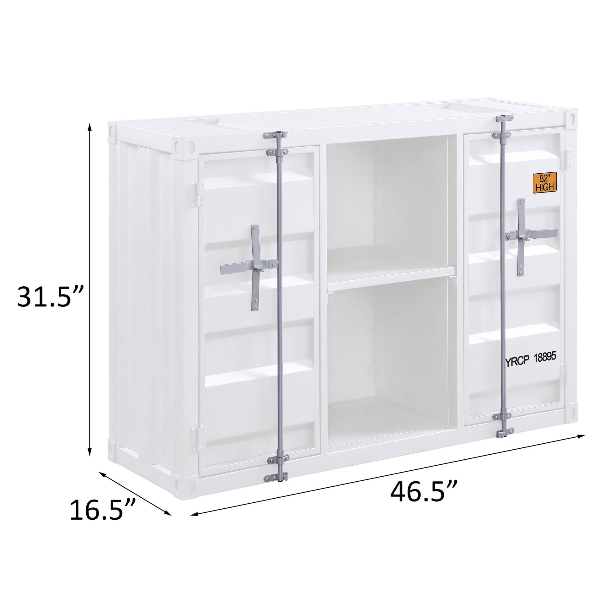 White Server With Open Shelving And 2 Cabinets -