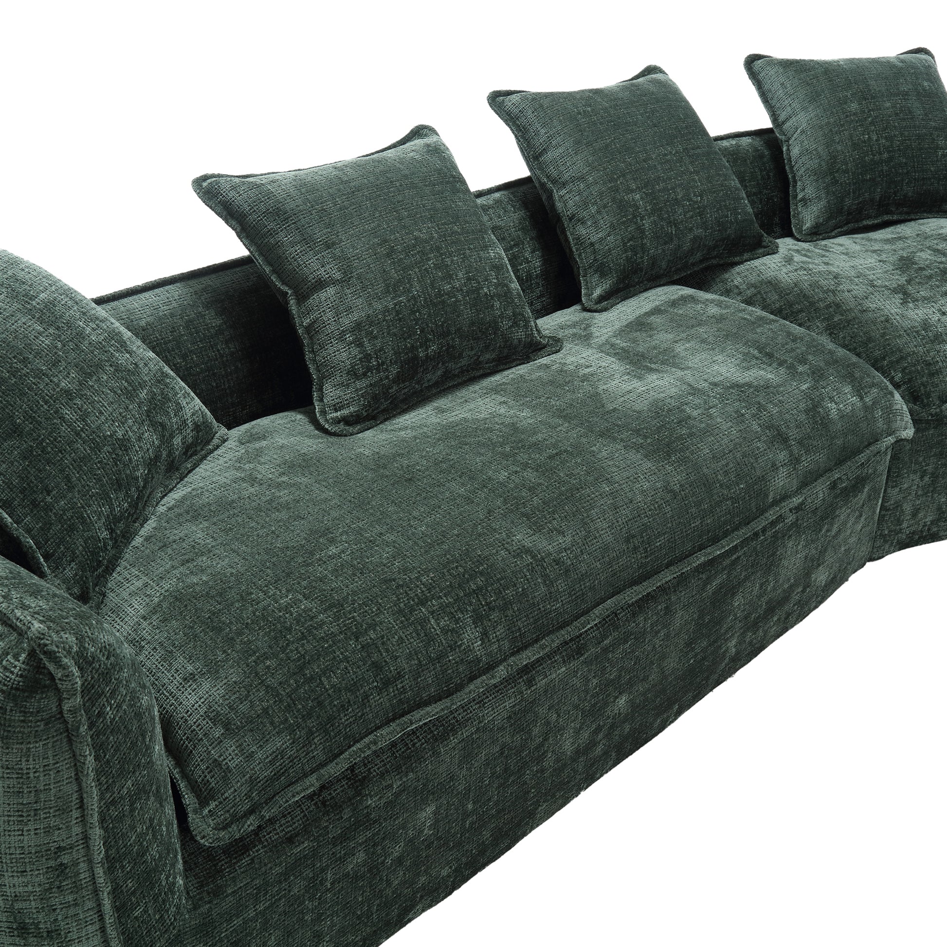 Modular Sectional Sofa, U Shaped Couch With Sofa For Five & Pillows, Modern Minimalist Chenille Fabric Large Comfy Cloud Sofas, Living Room Furniture Sets Emerald Chenille 5 Seat