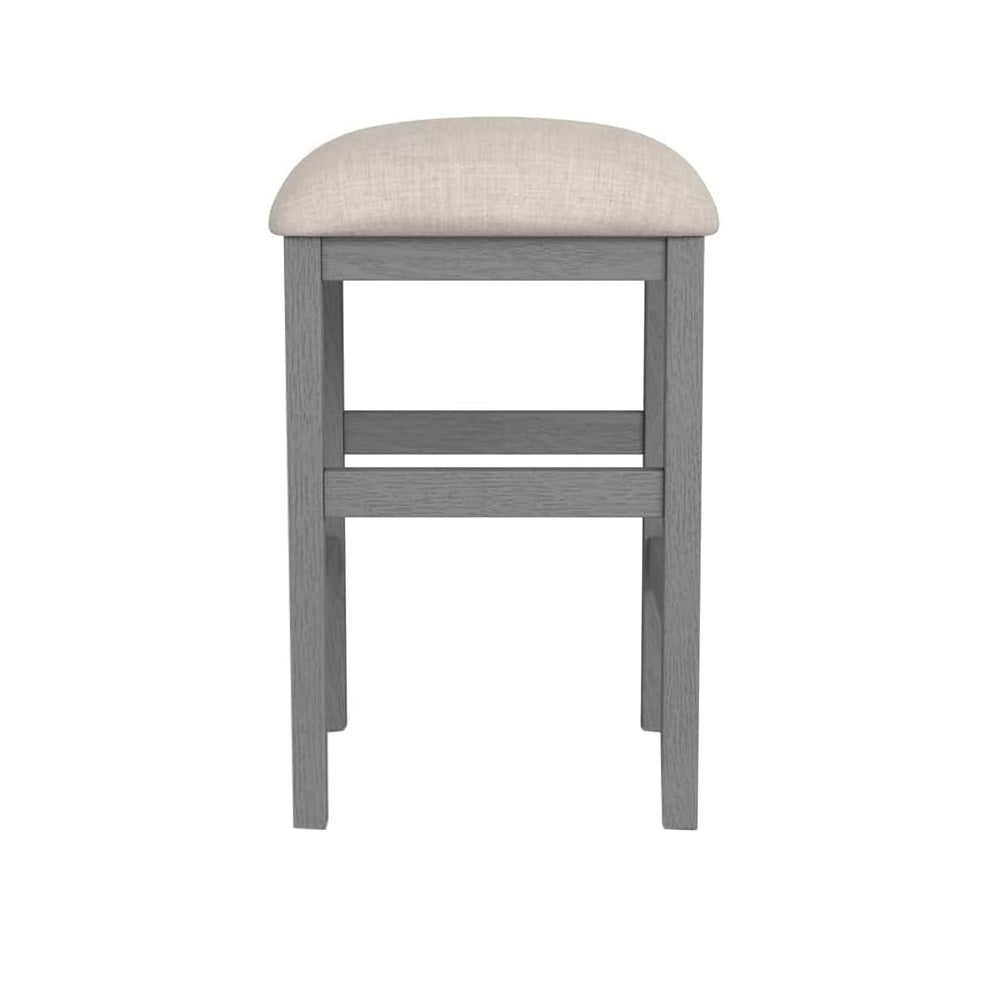 Light Gray Set Of 2Pc Stools Kitchen Dining Room Furniture Beige Fabric Cushion Seat Chairs Stool Beige,Light Gray Gray Dining Room Contemporary,Modern,Rustic,Transitional Bar Stools Rubberwood Set Of 2 Fabric,Solid Wood