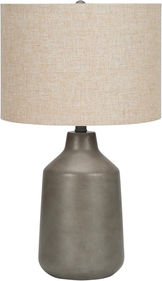 Lighting, 24"H, Table Lamp, Grey Concrete, Beige Shade, Contemporary Grey Concrete