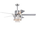 Crystal Ceiling Fan Reversible Blades 3 Wind Speeds Remote Control For Bedroom Living Dining Room Chrome Chrome American Design,American Traditional,Retro,Traditional,Vintage Crystal Iron