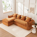 Sofa Deep Seat Sofa 3 Seater For Living Room Oversized Comfy Sofa L Shape Sofa Couch With Chaise Home Furniture Sleeper Sectional Sofa For Apartment, Office Left Hand Facing Orange Foam 3 Seat