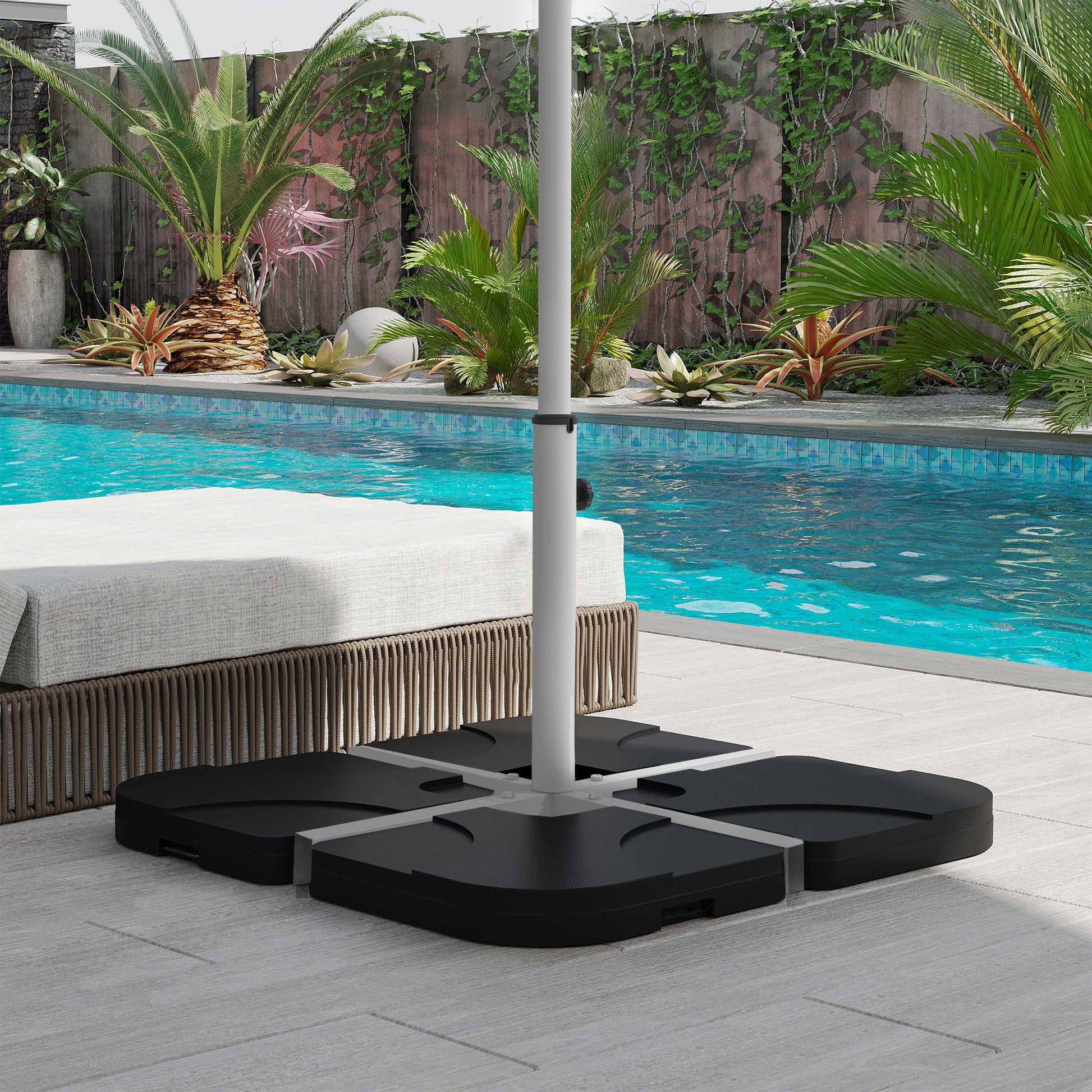 Outsunny Outdoor Universal Cross Brace Stand For Small Offset Umbrella Or Large Market Umbrella, Cross Umbrella Base For Patio Umbrella, White White Steel