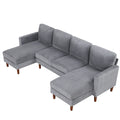 U Shaped Sponge Filled Cushion Combination Sofa, Suitable For Living Rooms, Studies, And Spacious Spaces Gray Polyester 4 Seat