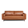 Mid Century Tufted Leather Sofa Cognac Leather 3 Seat