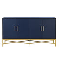 Distinctive Features Of Four Door Sideboard With Metal And Cross Leg Design,Suitable For Living Rooms,Entrance And Study Navy Blue American Design Mdf