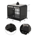 Heavy Duty Dog Crate Furniture Wooden Table Pet Dog Cage Kennel House Indoor Side End Table Decor With Removable Trays And Lockable Wheels For Medium And Large Dogs 42